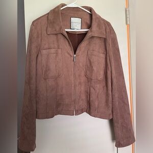 Bagatelle Faux Suede Zip Front Cropped Jacket